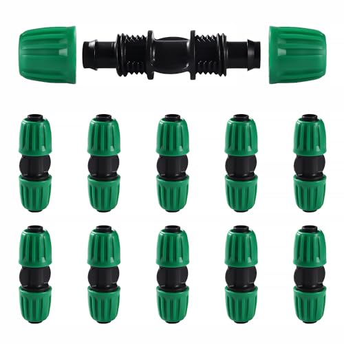 VooGenzek 10 Piezas 16mm Accesorios de Riego por Goteo, Adaptador de Rectos de Riego por Goteo, Tubería de Goteo Conectores de Púas, Conectores de Rectos de Riego, para Césped, Jardín (Verde)