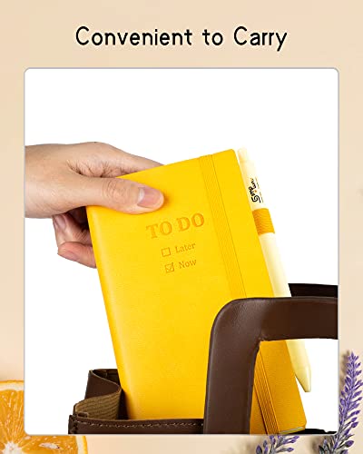 Simpway Pocket To Do List Notebook With Pen Sets, 3.6" X 6.4" Small To Do List Notepad Leather Cover Undated To-Do Checklist Notebook For Home Office Supplies Daily Planner Work Study, Yellow #TOP4