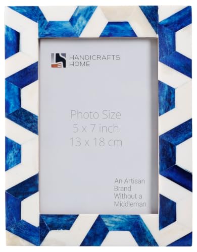 Handicrafts Home Handmade Bone Inlay Blue Picture Frame Coastal Decor, 5x7
