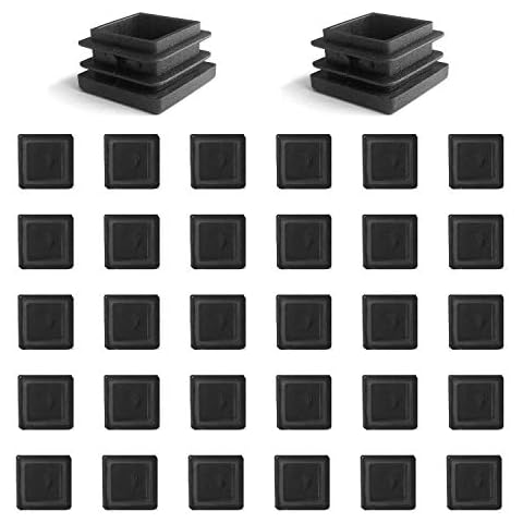 YouU 25x25mm Square Plastic Plug Black Furniture Chair Leg Foot Cover Cap Tubing Inserts End Cap Black 30 Pcs Cover