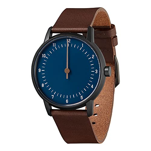 Image of slow Twelve 04 - Dark Brown Leather, Anthracite Case, Blue Dial