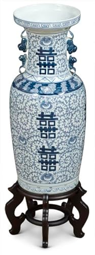 China Furniture Online Blue and White Vintage Qing Double Happiness