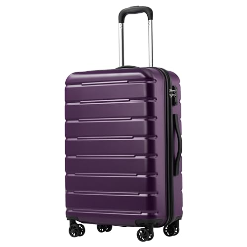 Coolife Luggage Suitcase Carry-on Spinner TSA Lock USB Port Expandable (only 28’’) Lightweight Hardside Luggage (Gray, M(24in))