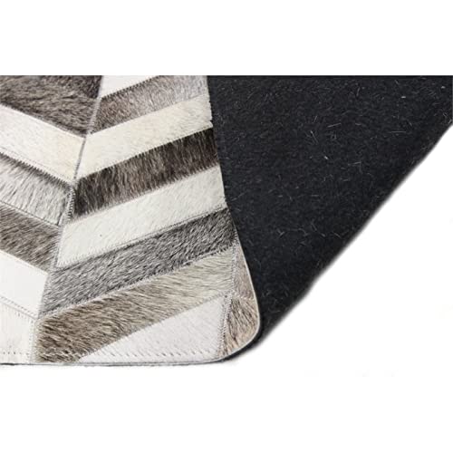 Bashian Collection Area Rug - Luxury Hand Stitched Leather - Home Decor For Runner Rug, Entryway Rug, Living Room Rugs, 8’ X 10’, Grey #TOP2