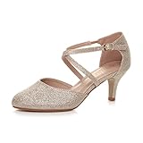 AJVANI mid high heel strappy crossover wedding sandals shoes size 6 39