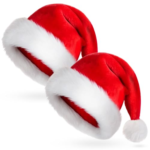 Weihnachtsmütze mit Logo 21 AUXHCYL Weihnachtsmütze 2 Stück, Plüsch Nikolausmütze Erwachsene...