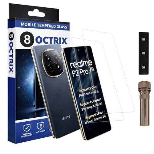Image of Curved UV Tempered Glass Screen Protector for Realme P2 Pro 5G | Transparent | Pack of 2 | Full Screen Coverage with UV Installation Kit