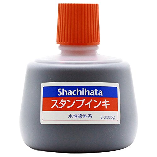シャチハタ スタンプインキ ゾルスタンプ台専用 補充インク 水性染料 大瓶 330g 朱色 S-3