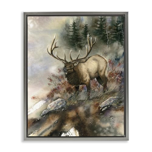 Woodland Elk Slope Clearing, 25 x 31 Inch Canvas in Floater Frame