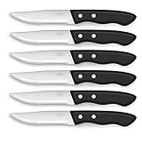 Pradel Essentiel   Couteaux steak   Lot de 6   Trappeur   Acier inoxydable 13 C, Finition Brillante   Epaisseur 1.2 mm, longeur 245 cm   Noir