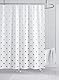 YOUNG DA - Duschvorhang Textil Weiß Grau Stern, Anti-Schimmel Duschvorhang für Badezimmer, Waschbare, Wasserdichter mit 12 Duschvorhängeringen, 180x180 cm
