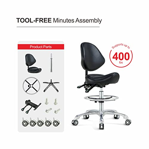 Kastele Kastele Ergonomic Saddle Stool Swivel Rolling Saddle Chair Hydraulic Adjustable Stool With With Backrest #TOP6