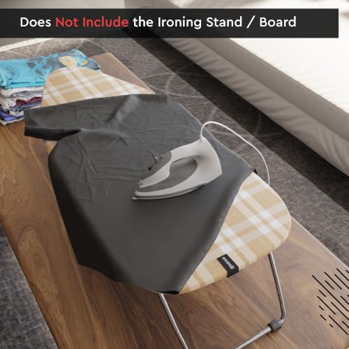 Image of Encasa XO Ironing Board Covers and Pad - 72x30 cm Fits Mini Iron Boards, Thick 4mm Felt, Elasticated Fit, Heat & Scorch-Resistant, Elastic Bungee Cord Tightening & Lock Franca Beige Checks
