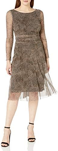 Jessica Howard Women's Size Fit and Flare Dress (Regular, Petite, Brown, 18 Plus