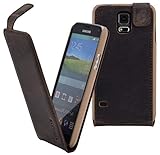 Suncase Original Flip-Style für Samsung Galaxy S5 | S5 Neo Lederhülle Ledertasche Tasche Schutzhülle Hülle Cover Hülle in antik braun