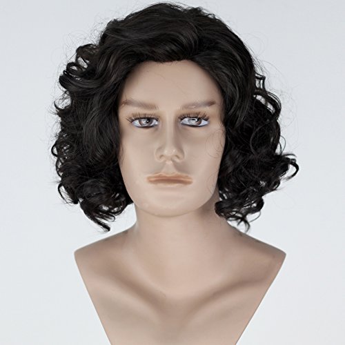 Miss U Hair Unisex Men Adult Short Curly Natural Black Color Cosplay Costume Full Wig Halloween Hair #TOP1