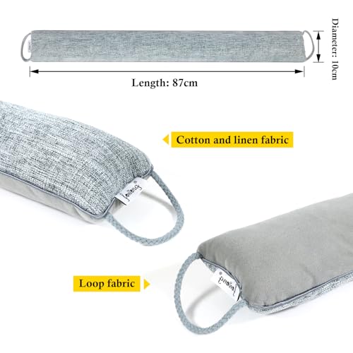 fowong Draft Excluder for Doors, 87 x 10 cm Heavy Duty Under Door Draught Excluder, Air Door Draft Stopper Blocks Drafts & Noise, Soundproof & Energy Efficient - Grey