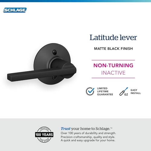 Image of Schlage F170 LAT 622 Latitude Single Dummy Door Lever, Matte Black