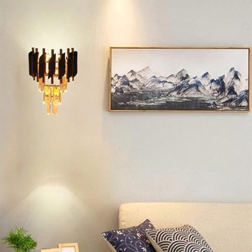 Image of Black Mamba Wall Light (Metal and Crystal), Pack of 2