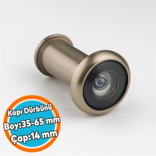 Kapı Dürbünü Kısa 35-60 mm 14 mm Delik Çapı Güvenlik Gözetleme Aparatı Metal Gövde Saten Renk