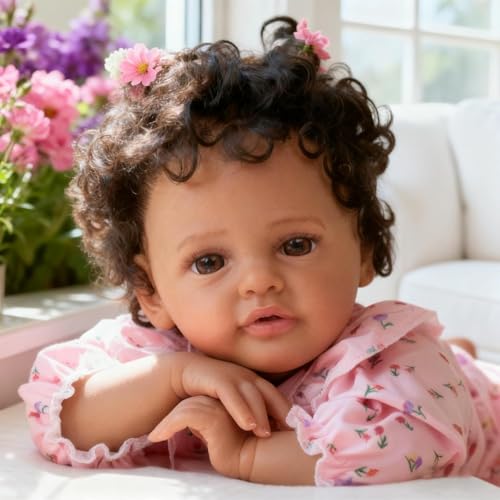 Muñeca Bebé Reborn Afroamericana Realista de 18 pulgadas miniatura 1