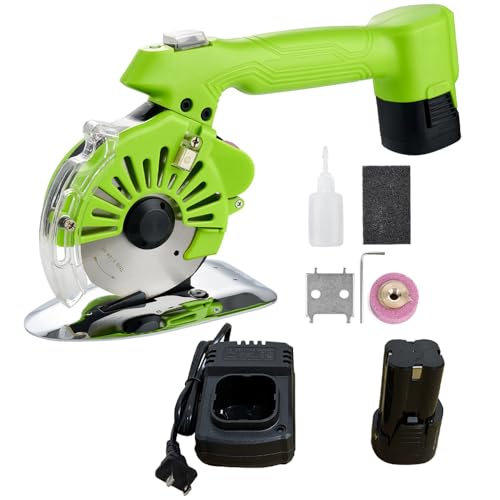 250W Cordless Fabric Rotary Cutter Electric Fabric Scissors, Round Blade Cutting Machine, 5 Speed Adjustable, LED Light, 20mm / 0.78