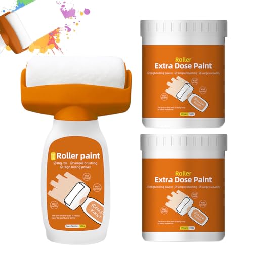 LOMUG Rodillo de pintura blanca para retoques de pared, color blanco, rodillo 2 en 1 para reparación de paredes, crema de reparación de paredes, pintura de retoque de pared para arañazos de graffiti y