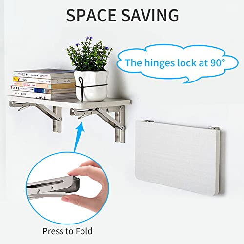 Image of YUMORE Folding Shelf Brackets 12 inch, Max Load: 330lb Heavy Duty Stainless Steel Collapsible Shelf Bracket for Table Work Bench, Space Saving DIY Bracket, Pack of 2