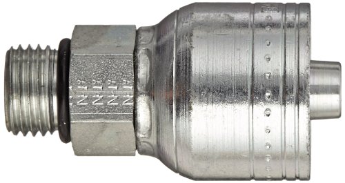 Image of Aeroquip 1AA6MB6 Carbon Steel Global TTC (Thru the Cover) Crimp Hose Fitting Male Boss O-Ring, Straight, 3 /8 inch Hose ID, 9 /16 inch - 18 Thread