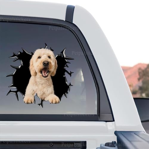 Image of Cute Dog Stickers for Car Window Decals Waterproof Funny Sticker (Goldendoodle Car Sticker)