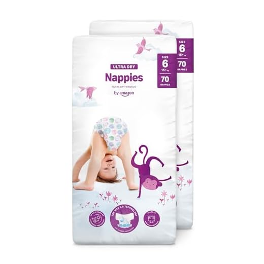 By Amazon Pañales ultra-secos, Talla 6 (15+ kg), Con canales, Bianco, 140 Unidad (2 Paquetes de 70) - Nueva versión (Anteriormente una marca Mama Bear brand, el mismo producto)