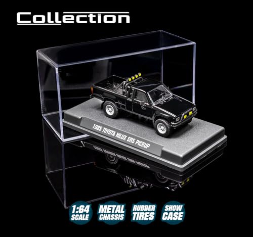 Image of Jada Majorette Collection - 1985 Toyota Hilux SR5 Pickup 1:64 Die-Cast Model Car with Rubber Tires & Display Case, for Collectors & Adults