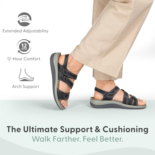 Orthofeet Women's Orthopedic Leather Adjustable Naxos Sandals2