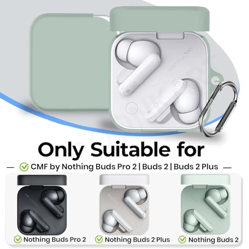 Image of Soft Silicone Case Cover for CMF by Nothing Buds Pro 2 | Buds 2 | Buds 2 Plus (Light Green)