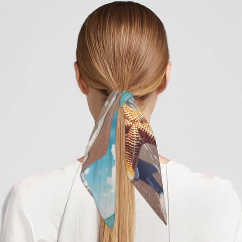 Women's Square Silk Scarf Bandana - 23.6x23.6 Inch Head Scarf, Polyester with Pink Tulip Flower Print4