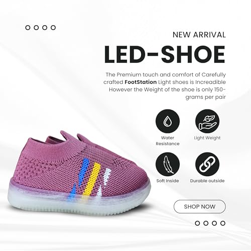 Image of inchJugnu inch LED Light-Up Baby Shoes (0-5 Years) | Soft Sole Comfort for Tiny Feet, Breathable Knit, Easy Slip-On | Magical Glowing Shoes for Happy Kids.