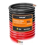 VVFLED 4 Gauge CCA Wire, (25ft Black+25ft Red) Automotive Wire Car Audio Battery Cable, Power/Ground Welding Cable, 4AWG Electrical Wire for Audio RV RC Trailer Speaker Amp 12V