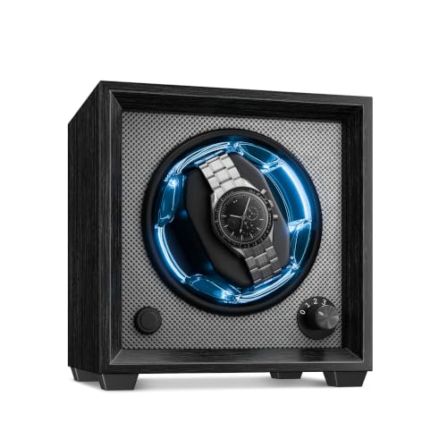Image of Klarstein Brienz 6 Watch Winders - Quiet Watch Winder for 6 Watches, in Wood Look with 4 Rotation Modes & LED Lighting, Memory Foam Cushion, USB Operated