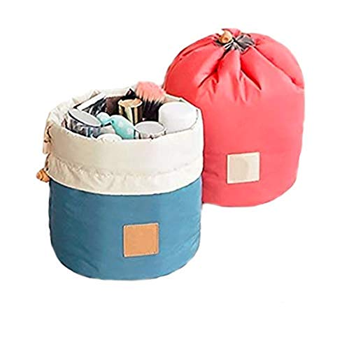 Mitefu Barrel Shaped Travel Cosmetic Bag Nylon Hoge Capaciteit Trekkoord Elegante Drum Wash Tassen Make-up Organizer Opbergtas Multi-Functie