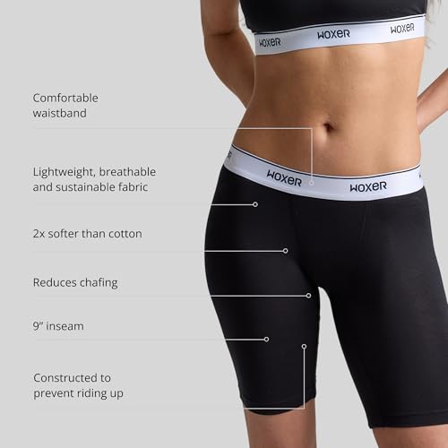 Image of Woxer Womens Boxers - Biker 9 inch Boy Shorts Underwear for Women, Modal Boxer Briefs, Chafe Free, Womens Underwear