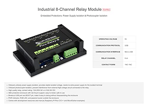 Module Relais 8 Canaux Isolé pour Raspberry Pi Pico - 3