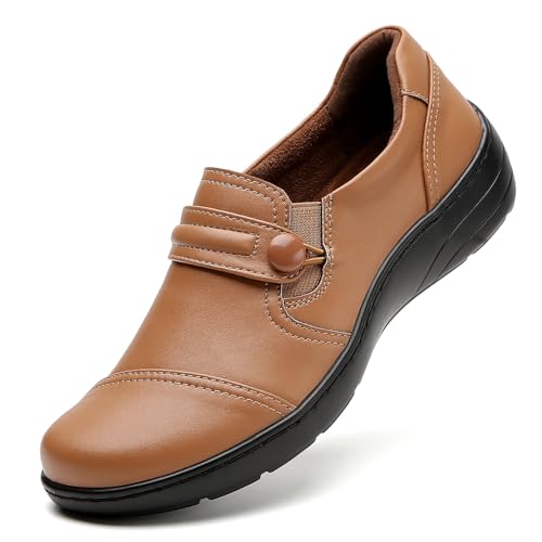Image of QAE Loafers for Women Orthopedic Loafers for Women Comfortable Women's Flat Slip-Ons Shoes for Dress Work Business Casual