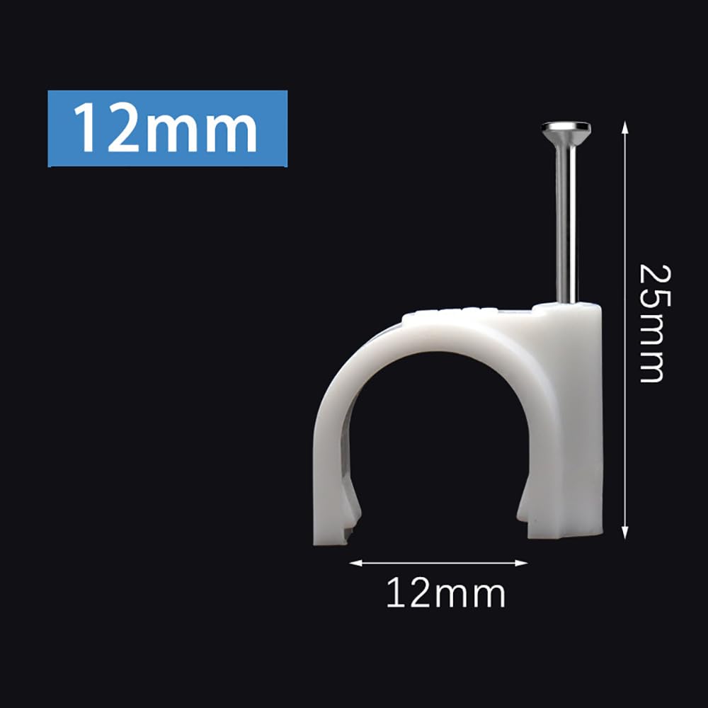 100 Fermacavi Per Muro In Nylon - Chiodi In Acciaio, Bianco 8mm, Per Gestione Cavi Casa E Ufficio - Foto 3