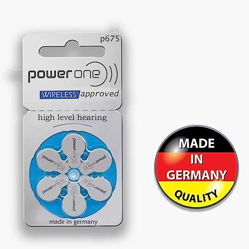 Image of Power One Hearing Aid Battery Size 675, Pack of 30 Batteries, 5 Strips, (FatCherry)