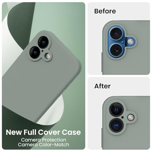 Image of FireNova Designed for iPhone 16 Case, Silicone Upgraded [Camera Protection] Phone Case, Soft Anti-Scratch Microfiber Lining Inside, 6.1 inch, Calke Green