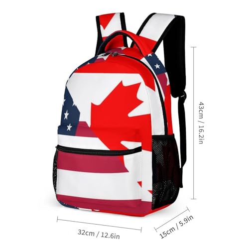 U.S. And Canada Flag Cute Backpacks Set Lightweight Lunch Bag Aesthetic Pencil Cases for Travel Work2