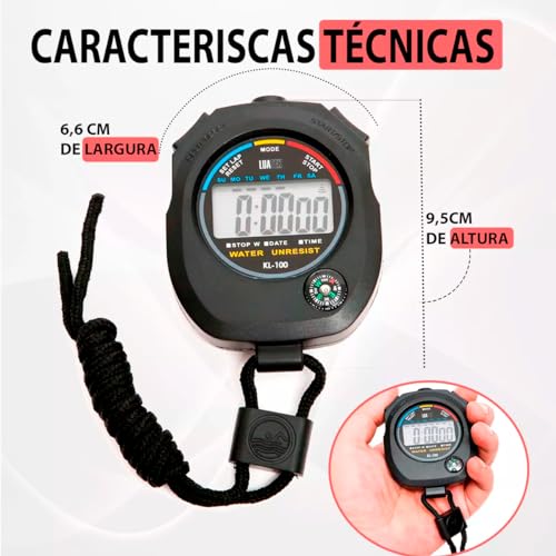 Cronômetro Digital Esportivo Crossfit Academia Hiit Tabata Prancha Treino De Mão Corrida Alarme Com