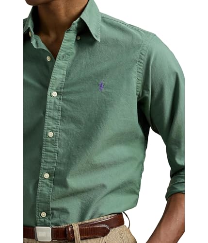 Image of POLO RALPH LAUREN Mens Classic Fit Garment-Dyed Oxford Shirt Fatigue Medium