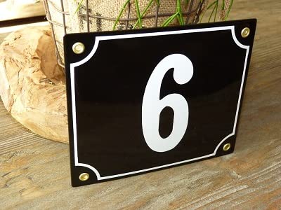 Numéro de maison émail 18x15 cm noir n ° 6 sublime votre entrée de villa