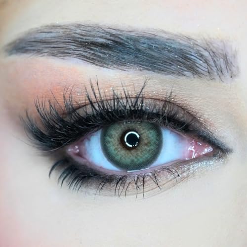 Venus® Lentilles Couleur Vert Sans Correction - 0,00 Dioptries - Lentilles de Contact Annuelles Souples pour Femmes - Compatible avec les Lunettes - 1 Paire -...